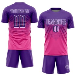 Soccer Sublimation Custom Pink Uniform Jersey Purple-White Soccer Sublimation Custom Pink Uniform Jersey Purple-White
