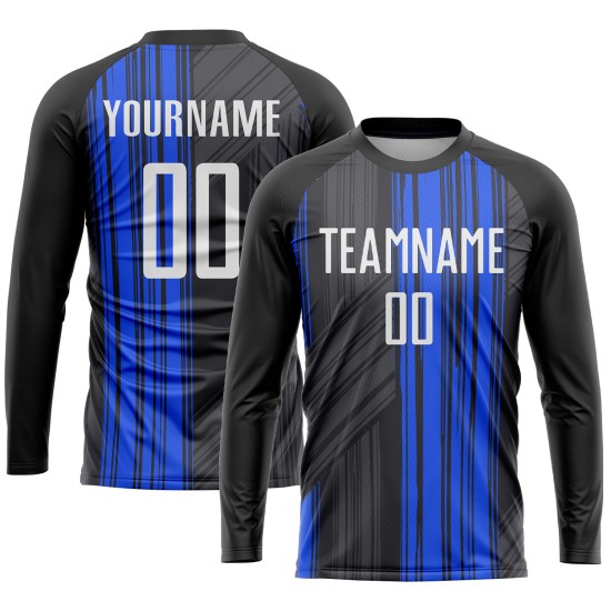 Custom Jersey Soccer Uniform Black Sublimation White-Royal Custom Jersey Soccer Uniform Black Sublimation White-Royal