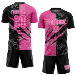 Pattern Uniform Pink Graffiti Custom Soccer Scratch Sublimation Black-White Jersey Pattern Uniform Pink Graffiti Custom Soccer Scratch Sublimation Black-White Jersey