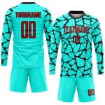 Uniform Soccer Sublimation Red-Black Jersey Custom Aqua Uniform Soccer Sublimation Red-Black Jersey Custom Aqua