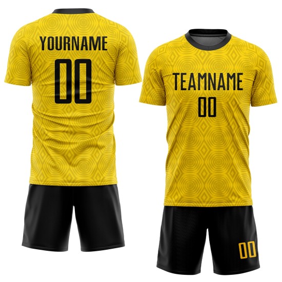 Soccer Gold Sublimation Black Custom Jersey Uniform Soccer Gold Sublimation Black Custom Jersey Uniform