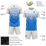 Powder Sublimation Custom Blue White Soccer Uniform Jersey Powder Sublimation Custom Blue White Soccer Uniform Jersey
