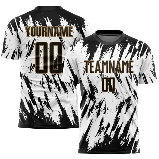Jersey Black-Old Uniform Gold Custom Sublimation White Soccer Jersey Black-Old Uniform Gold Custom Sublimation White Soccer