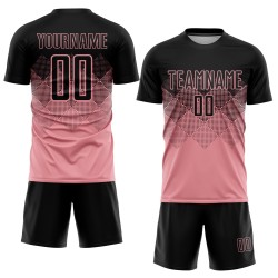 Medium Soccer Pink Custom Sublimation Black Uniform Jersey Medium Soccer Pink Custom Sublimation Black Uniform Jersey