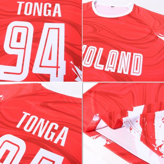 Jersey White Soccer Sublimation Uniform Custom Red Jersey White Soccer Sublimation Uniform Custom Red