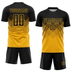 Sublimation Custom Soccer Gold Uniform Black Jersey Sublimation Custom Soccer Gold Uniform Black Jersey