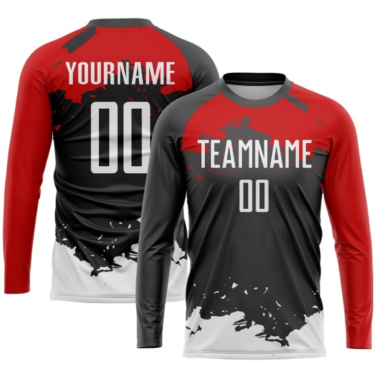 Uniform Soccer Black White-Red Custom Sublimation Jersey Uniform Soccer Black White-Red Custom Sublimation Jersey