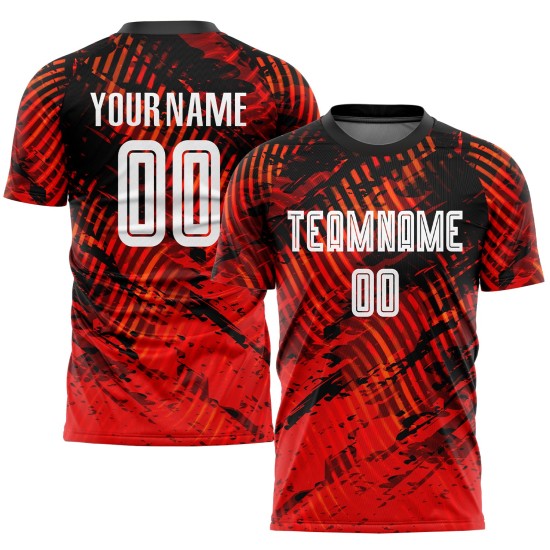 Red White-Black Custom Uniform Jersey Soccer Sublimation Red White-Black Custom Uniform Jersey Soccer Sublimation