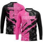 Pattern Uniform Pink Graffiti Custom Soccer Scratch Sublimation Black-White Jersey Pattern Uniform Pink Graffiti Custom Soccer Scratch Sublimation Black-White Jersey