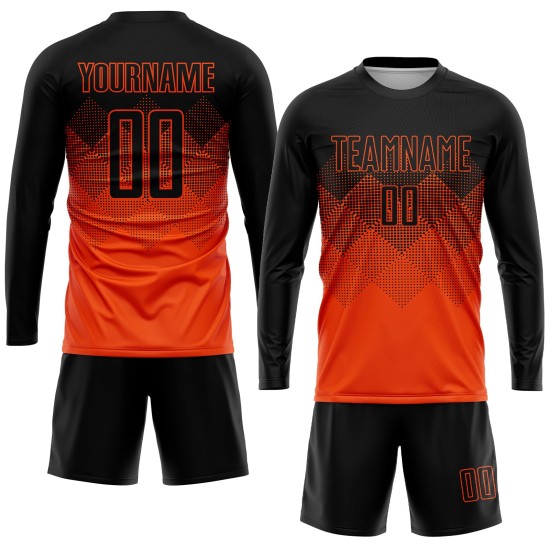 Shape Orange Gradient Black Uniform Soccer Square Sublimation Jersey Custom Shape Orange Gradient Black Uniform Soccer Square Sublimation Jersey Custom