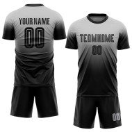 Black Jersey Sublimation Soccer Fade Fashion Custom Uniform Gray Black Jersey Sublimation Soccer Fade Fashion Custom Uniform Gray