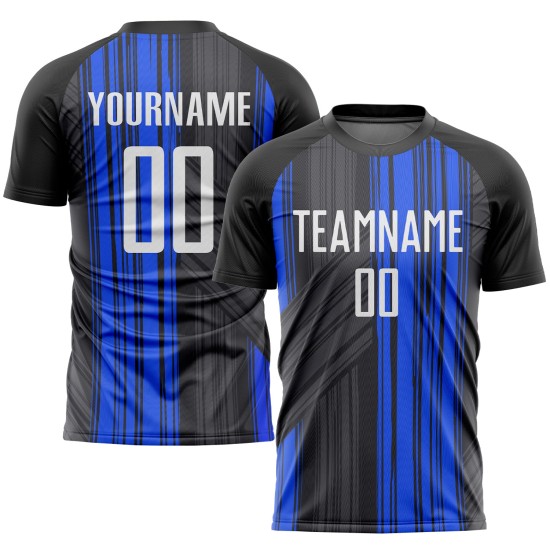 Custom Jersey Soccer Uniform Black Sublimation White-Royal Custom Jersey Soccer Uniform Black Sublimation White-Royal
