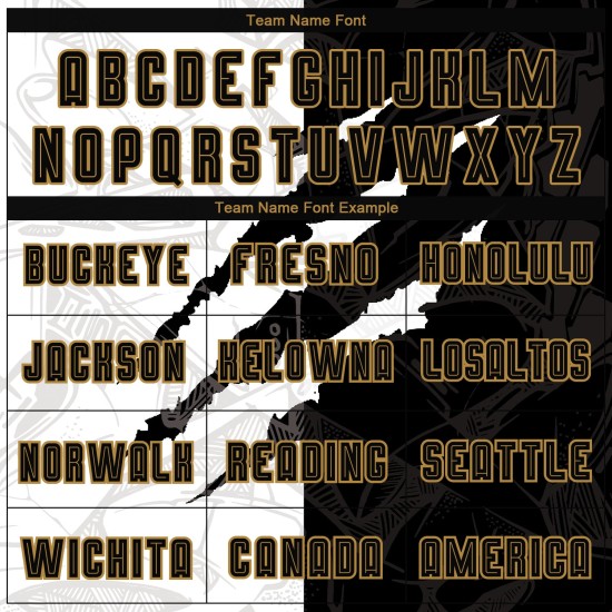 Pattern Scratch Black-Old Gold Uniform Custom Jersey Soccer Sublimation Graffiti Pattern Scratch Black-Old Gold Uniform Custom Jersey Soccer Sublimation Graffiti