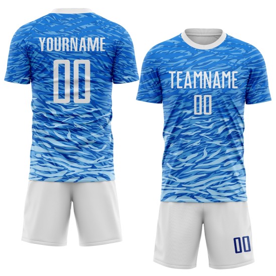 Soccer White Royal Uniform Custom Sublimation Jersey Soccer White Royal Uniform Custom Sublimation Jersey