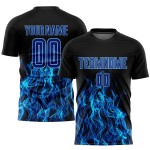 Blue Custom Flame Uniform Sublimation Royal-Light Black Jersey Soccer Blue Custom Flame Uniform Sublimation Royal-Light Black Jersey Soccer