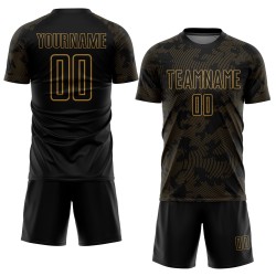 Soccer Gold Sublimation Jersey Custom Old Black Uniform Soccer Gold Sublimation Jersey Custom Old Black Uniform