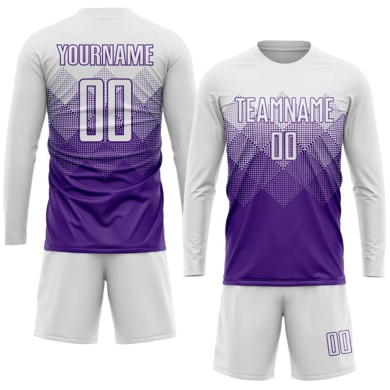 Sublimation Uniform Custom Soccer Jersey White Purple Sublimation Uniform Custom Soccer Jersey White Purple