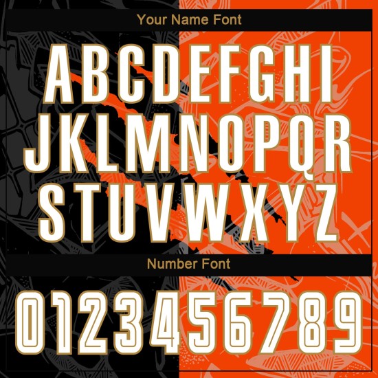 Orange-Old Black Pattern Sublimation Graffiti Uniform Custom Jersey White Scratch Soccer Gold Orange-Old Black Pattern Sublimation Graffiti Uniform Custom Jersey White Scratch Soccer Gold