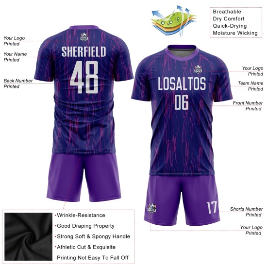 Jersey Sublimation Uniform Purple Custom Soccer White Jersey Sublimation Uniform Purple Custom Soccer White