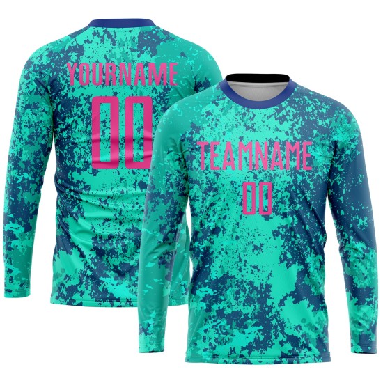 Pink-Royal Teal Custom Uniform Sublimation Jersey Soccer Pink-Royal Teal Custom Uniform Sublimation Jersey Soccer