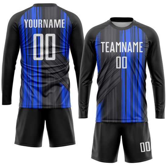 Custom Jersey Soccer Uniform Black Sublimation White-Royal Custom Jersey Soccer Uniform Black Sublimation White-Royal