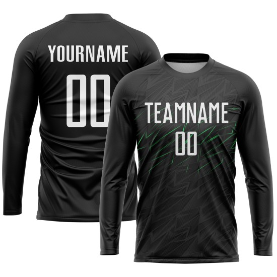 Black Custom White-Neon Soccer Jersey Uniform Sublimation Green Black Custom White-Neon Soccer Jersey Uniform Sublimation Green