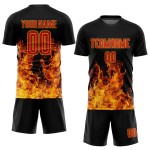 Sublimation Red-Gold Black Flame Soccer Uniform Custom Jersey Sublimation Red-Gold Black Flame Soccer Uniform Custom Jersey