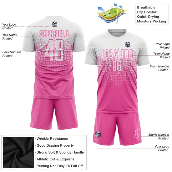 White Jersey Uniform Soccer Custom Sublimation Pink White Jersey Uniform Soccer Custom Sublimation Pink