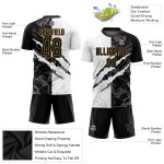 Pattern Scratch Black-Old Gold Uniform Custom Jersey Soccer Sublimation Graffiti Pattern Scratch Black-Old Gold Uniform Custom Jersey Soccer Sublimation Graffiti