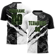 Custom Green Jersey Soccer Graffiti Pattern Black-Neon Sublimation Uniform Scratch