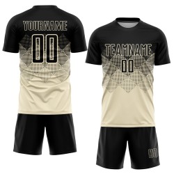 Cream Jersey Black Sublimation Custom Uniform Soccer Cream Jersey Black Sublimation Custom Uniform Soccer