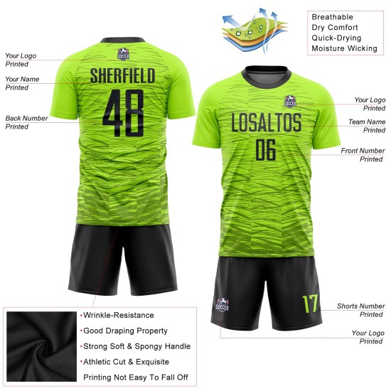 Uniform Green Custom Jersey Neon Black Soccer Sublimation Uniform Green Custom Jersey Neon Black Soccer Sublimation