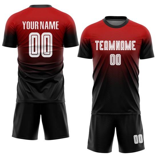 Jersey Fashion Uniform Soccer White-Black Red Custom Sublimation Fade Jersey Fashion Uniform Soccer White-Black Red Custom Sublimation Fade