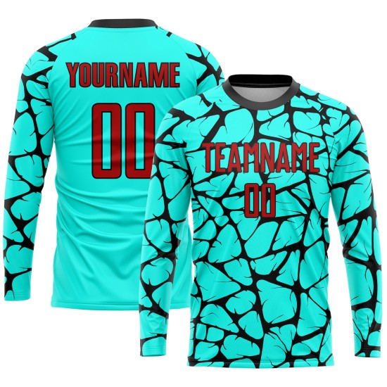 Uniform Soccer Sublimation Red-Black Jersey Custom Aqua Uniform Soccer Sublimation Red-Black Jersey Custom Aqua