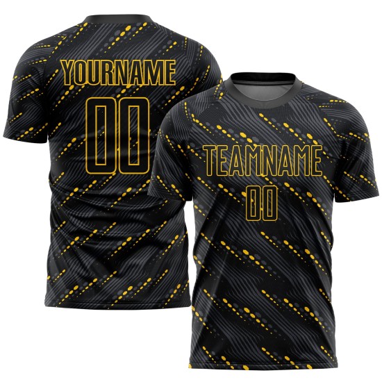 Black-Gold Black Soccer Custom Jersey Sublimation Uniform