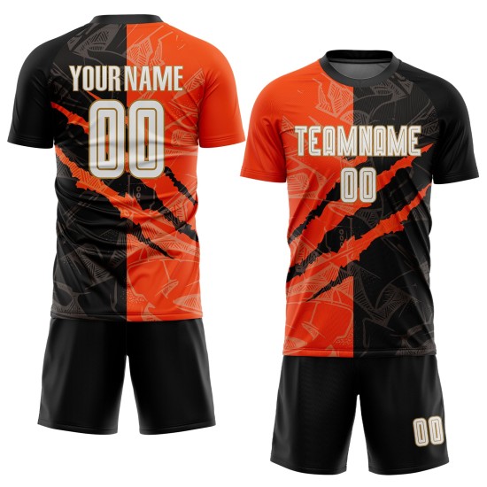 Orange-Old Black Pattern Sublimation Graffiti Uniform Custom Jersey White Scratch Soccer Gold Orange-Old Black Pattern Sublimation Graffiti Uniform Custom Jersey White Scratch Soccer Gold