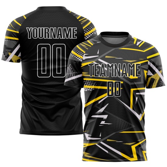 Custom Jersey Black Soccer Sublimation Uniform Black-Gold Custom Jersey Black Soccer Sublimation Uniform Black-Gold