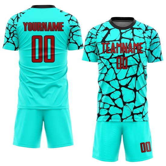 Uniform Soccer Sublimation Red-Black Jersey Custom Aqua Uniform Soccer Sublimation Red-Black Jersey Custom Aqua