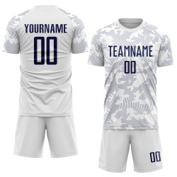 Soccer Uniform Sublimation White Jersey Navy Custom Soccer Uniform Sublimation White Jersey Navy Custom