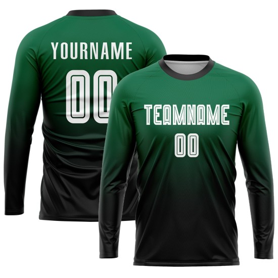 Uniform Fade Green White-Black Soccer Jersey Sublimation Kelly Custom Fashion Uniform Fade Green White-Black Soccer Jersey Sublimation Kelly Custom Fashion