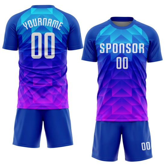 White Custom Light Uniform Pink Royal Blue-Hot Sublimation Soccer Jersey White Custom Light Uniform Pink Royal Blue-Hot Sublimation Soccer Jersey