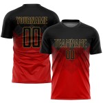Uniform Gold Custom Sublimation Jersey Black-Old Red Soccer Uniform Gold Custom Sublimation Jersey Black-Old Red Soccer