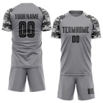 Custom Soccer Black-Camo Gray Jersey Sublimation Uniform Custom Soccer Black-Camo Gray Jersey Sublimation Uniform