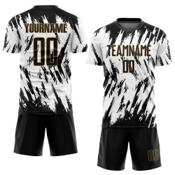 Jersey Black-Old Uniform Gold Custom Sublimation White Soccer Jersey Black-Old Uniform Gold Custom Sublimation White Soccer